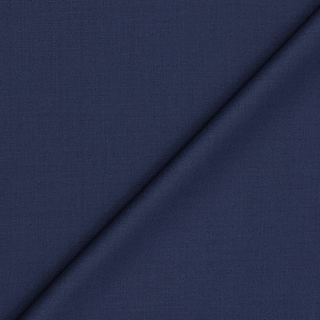 Trouser Fabric Canetti Italy Luxury Poly Viscose Plain Colour Blue